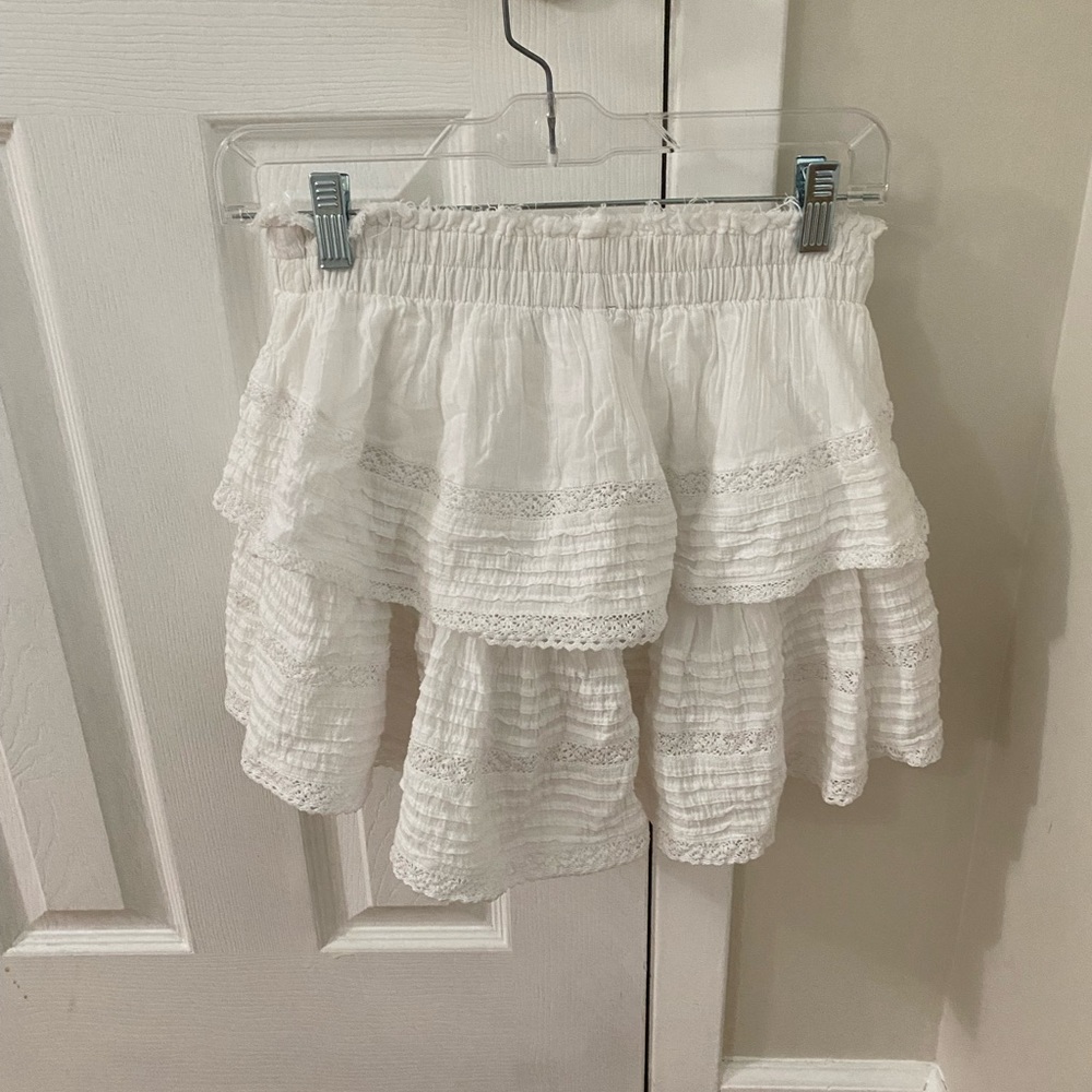aerie rock and ruffle mini skirt white